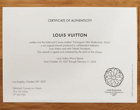 louis vuitton certificate